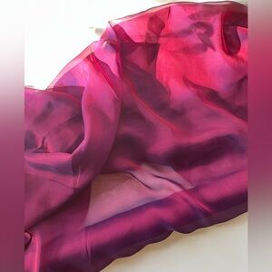 Magenta and blue shot silk iridescent chiffon fabric. Telio & Cie 6.2 metres.